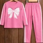 Girls Pink Bow Tracksuit