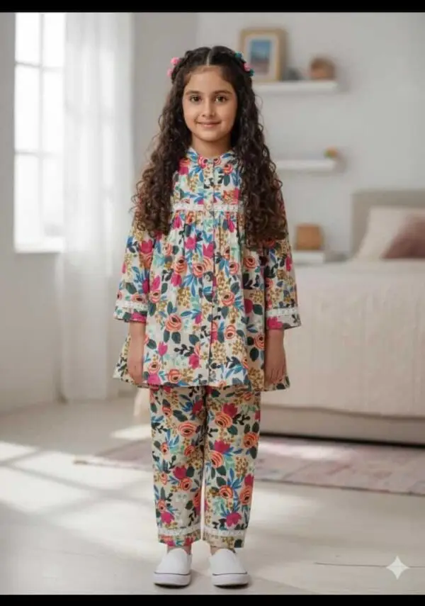 Girls Casual Lawn Frock & Bottom